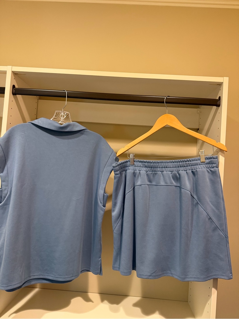 Light Blue Collared Top and Drawstring Skort Set - Picture 2 of 5